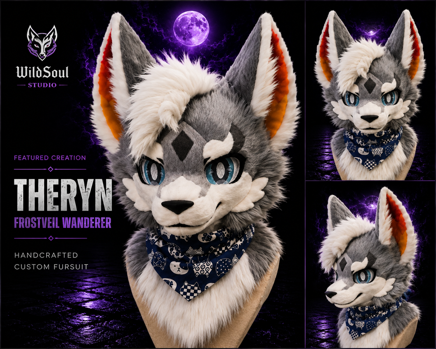 Additional portfolio view of Theryn, a completed custom fursuit creation by WildSoul Studio