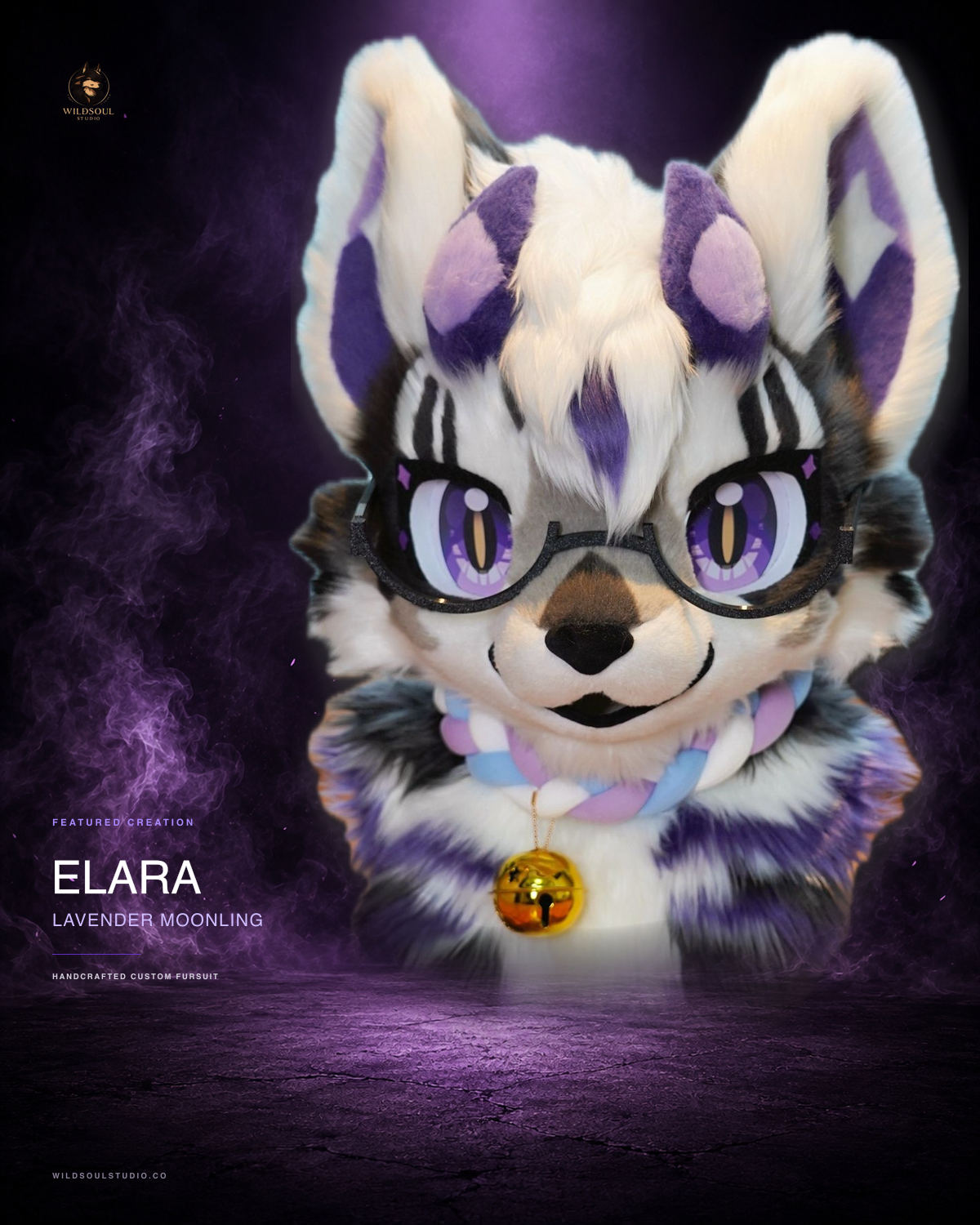 Craftsmanship showcase of Elara, a completed custom fursuit head by WildSoul Studio
