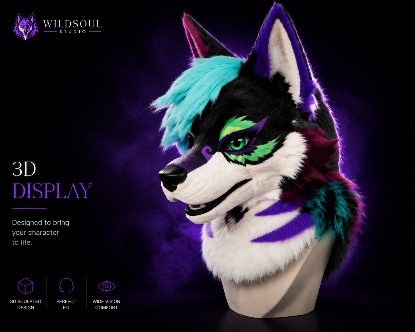 Side view of Zarek Verdant Neon Vanguard with tail by WildSoul Studio