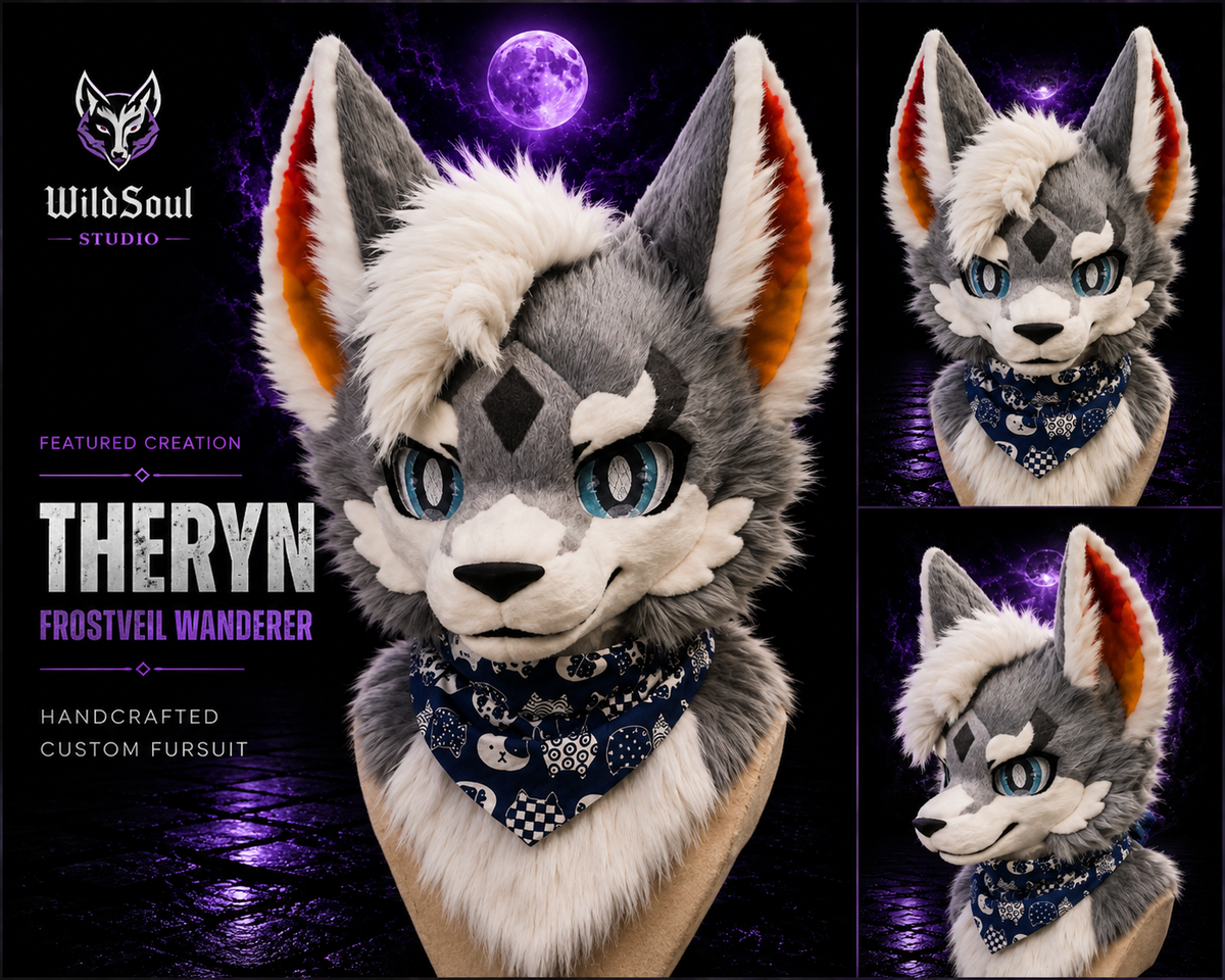 Additional portfolio view of Theryn, a completed custom fursuit creation by WildSoul Studio