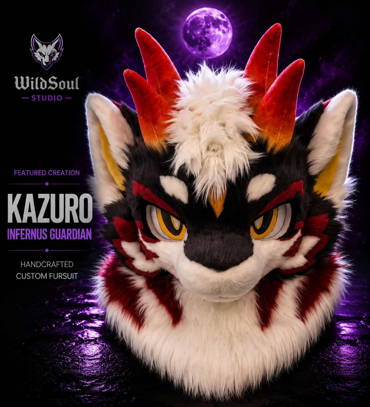Additional portfolio view of Kazuro, a completed custom fursuit creation by WildSoul Studio