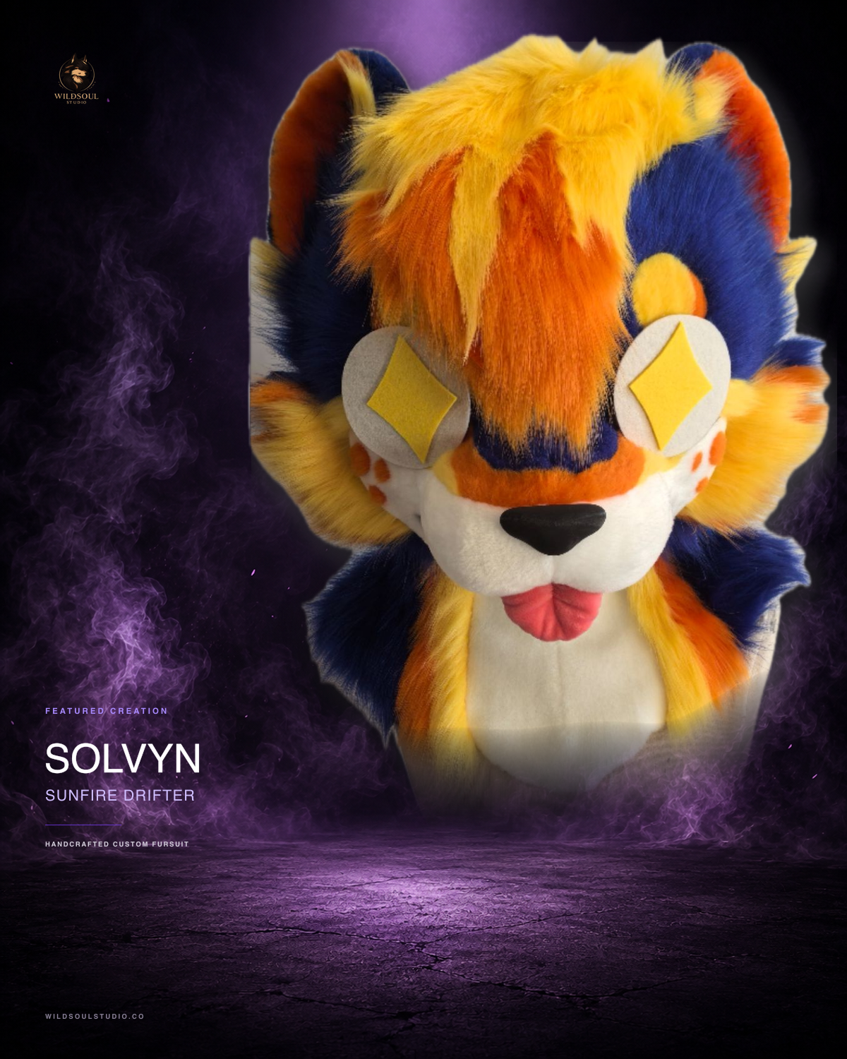 Craftsmanship showcase of Solvyn, a completed custom fursuit head by WildSoul Studio